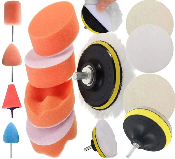 DIY Crafts With 4x Felt 4x Fur Pad, 3"inch Kit, 8-13x Gross Polishing Buffing Pad Polisher Drill Adapter Car Polish Sponge Wheel Kit Car Wash Cleaning Cleaning (With 4x Felt 4x Fur Pad, 3"inch Kit) - With 4x Felt 4x Fur Pad, 3"inch Kit