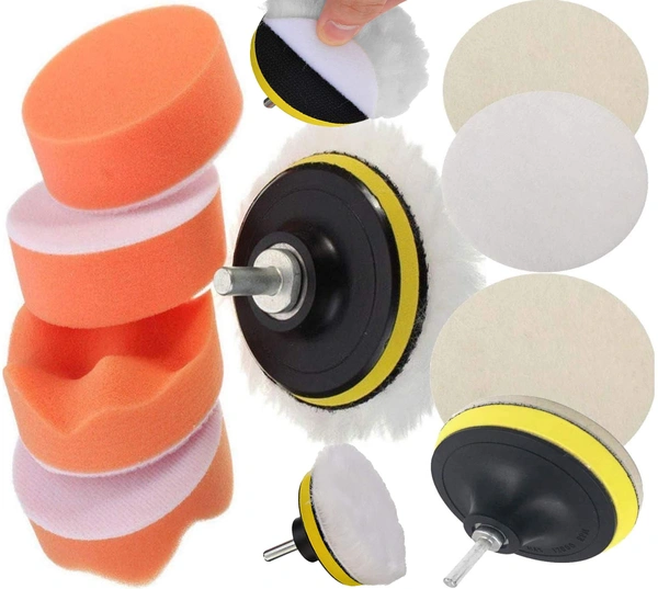 DIY Crafts With 4x Felt 4x Fur Pad, 3"inch Kit, 8-13x Gross Polishing Buffing Pad Polisher Drill Adapter Car Polish Sponge Wheel Kit Car Wash Cleaning Cleaning (With 4x Felt 4x Fur Pad, 3"inch Kit) - With 4x Felt 4x Fur Pad, 3"inch Kit