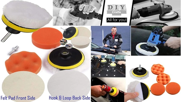 DIY Crafts With 4x Felt 4x Fur Pad, 3"inch Kit, 8-13x Gross Polishing Buffing Pad Polisher Drill Adapter Car Polish Sponge Wheel Kit Car Wash Cleaning Cleaning (With 4x Felt 4x Fur Pad, 3"inch Kit) - With 4x Felt 4x Fur Pad, 3"inch Kit