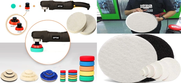 DIY Crafts With 6x Felt Pad, 2"inch 9 Pcs Kit, 9-14 Pcs Drill Buffing Pad Detail Polishing Pad Mix Size Kit 5/8-11 Thread Backing pad & Adapters for Car Sandi(With 6x Felt Pad, 2"inch 9 Pcs Kit) - With 6x Felt Pad, 2"inch 9 Pcs Kit