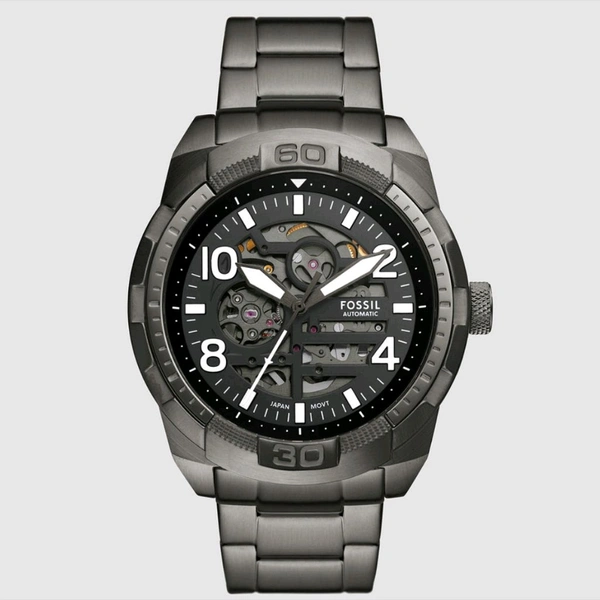 FOSSIL_ Bronson_ Automatic Titanium Black Dial Analog Stainless Steel Watch For Men ME3255