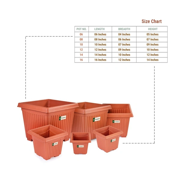 Vrukshveda 8 Inch Green Garden UV Square Planter - Only Planter