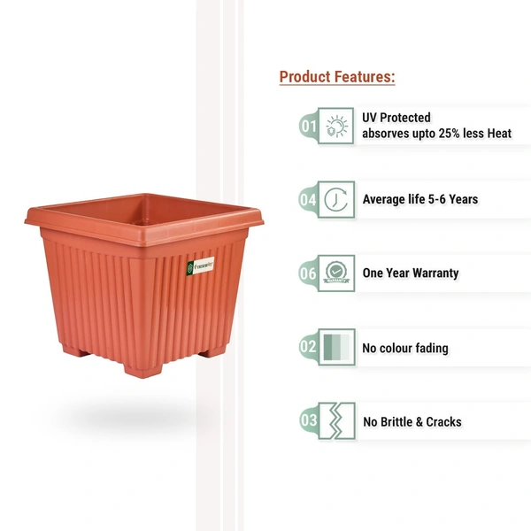 Vrukshveda 8 Inch Green Garden UV Square Planter - Only Planter