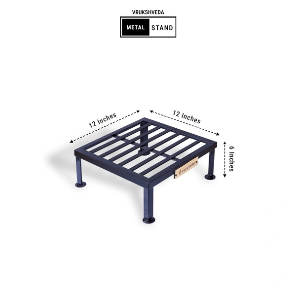 Vrukshveda 1 ft - Square Stand [Rust Free] - POWDER COATED, Black