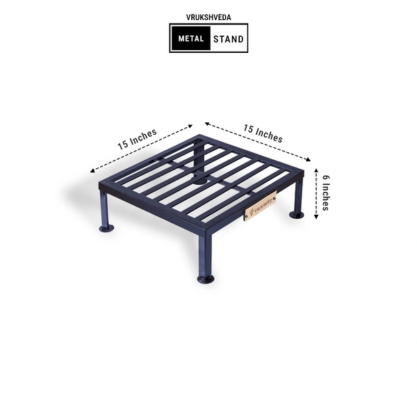 Vrukshveda 15 inch - Square Stand [Rust Free] - Black