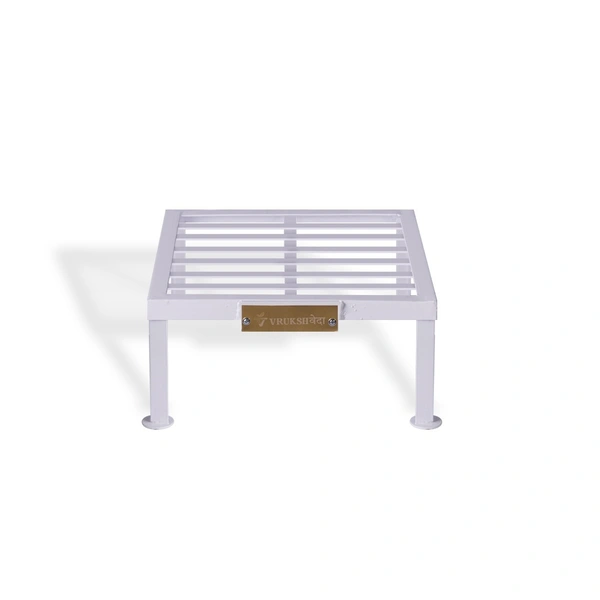 Vrukshveda 1 ft - Square Tall Stand [Rust Free] - Powder Coated, White