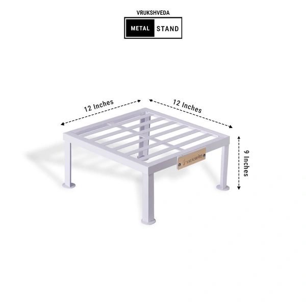 Vrukshveda 1 ft - Square Tall Stand [Rust Free] - Powder Coated, White