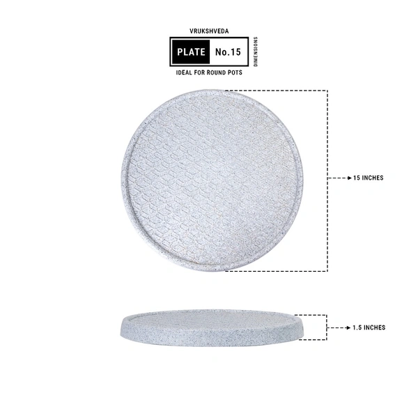 Vrukshveda Round Bottom with Wheels - 15 Inch, White