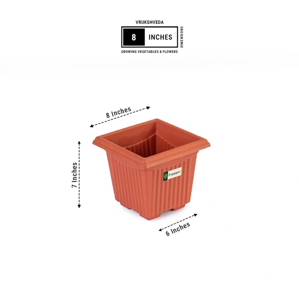 Vrukshveda 8 Inch Green Garden UV Square Planter - Only Planter