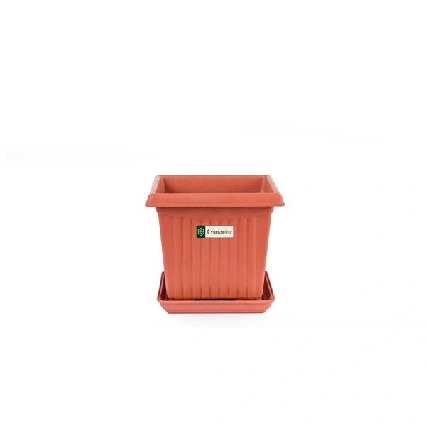 Vrukshveda 8 Inch Green Garden UV Square Planter - Only Planter
