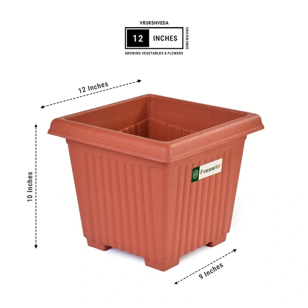 Vrukshveda 12 Inch Green Garden UV Square Planter - Only Planter