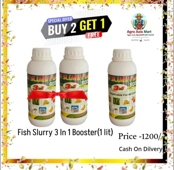 Fish Sluurry 3 in 1 Booster (1 Litr)Agro Axis Mart Buy 2 Get 1 Free  - Black, 1 Litre