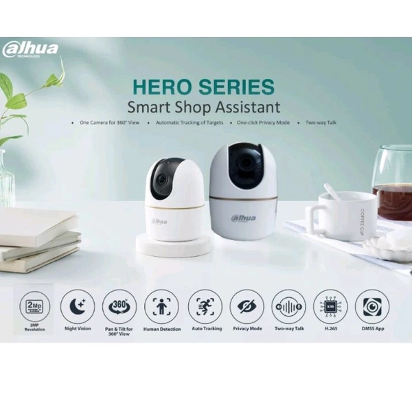 Dahua  DAHUA H2A new-products 2MP Indoor Fixed-focal Wi-Fi Pan & Tilt Network Camera Security Camera (N/A GB, 1 Channel) - White