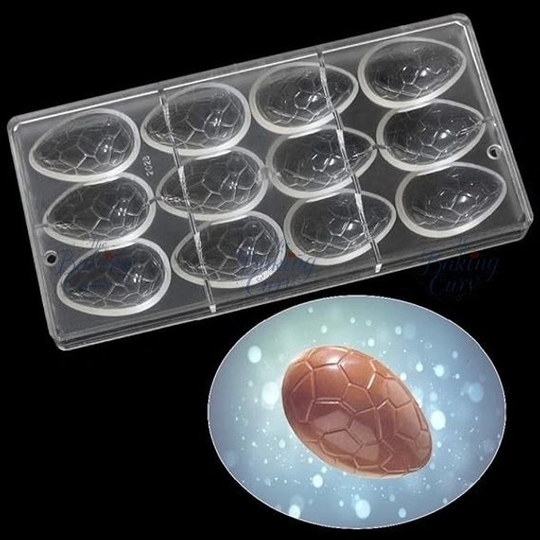 The Baking Curv 12 Holes Easter Eggs Shape Polycarbonate Chocolate Mold DIY Cake Decorating Mold Chocolate Pudding Moulds