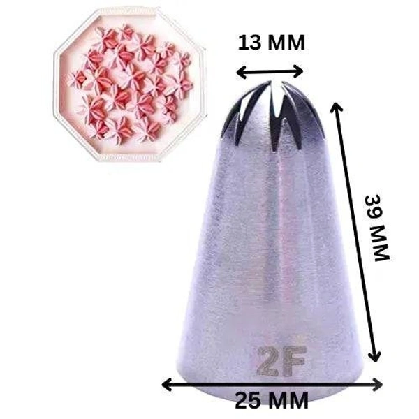 The Baking Curv 2F Piping Nozzle – Stainless Steel Icing Tip for Rosettes, Cupcakes & Cake Decorating