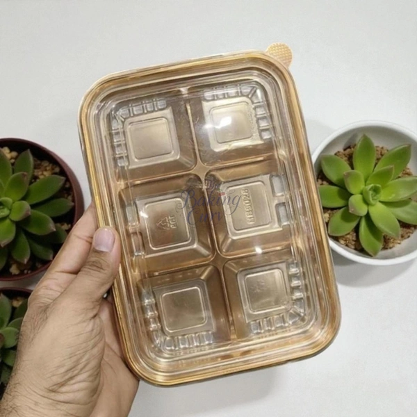 The Baking Curv 6 Cavity Golden Box | For Brownie, Ladoo, Cake (Pack of 10)