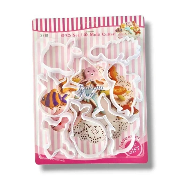 "Ocean Animal Cookie Cutter Set – 8 Pcs Sea Life Shapes for Baking, Fondant & Crafts"