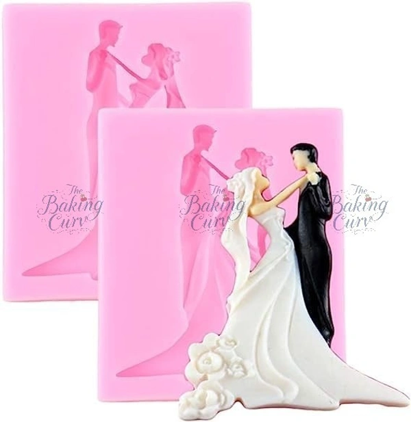The Baking Curv Bride and Groom Fondant Cake Topper Silicone Mold Couple Dancing