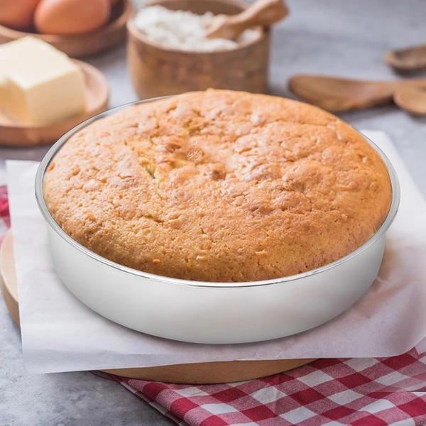 The Baking Curv 9 x 2 Inch Height Premium Silver Aluminum Round Cake Tin  – Professional-Grade Bakeware for Perfect Cakes, Cheesecakes, Brownies, Muffins, Pies, Tarts, Gourmet Desserts & More