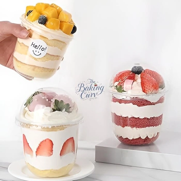 The Baking Curv Clear Plastic Dessert Cups with Lids – Mousse, Parfait & Pudding Containers for Parties & Events