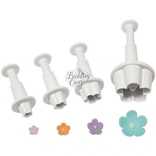 "Flower Blossom Plunger Cutter Set – Pack of 4 Floral Fondant & Cookie Cutters"