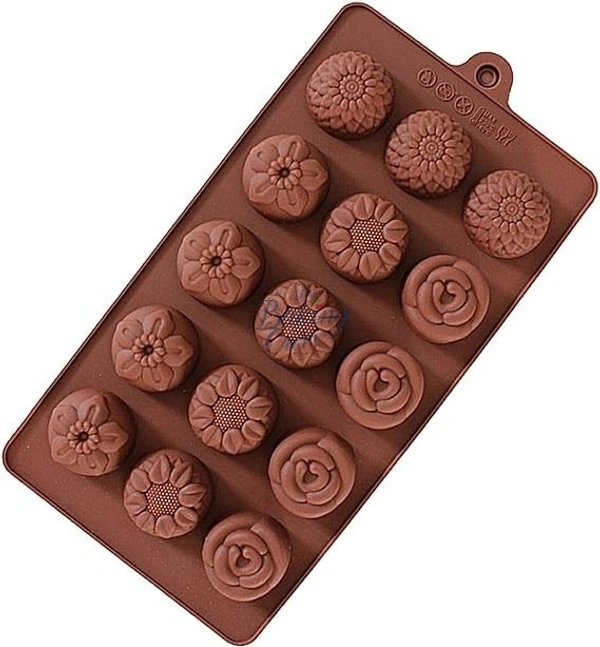 The Baking Curv Flower Shape Silicone Chocolate Mould – 15-Cavity Non-Stick Tray for Homemade Candy & Decorations