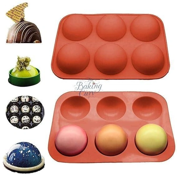 The Baking Curv Half Sphere Silicone Mould Large 6-Cavity