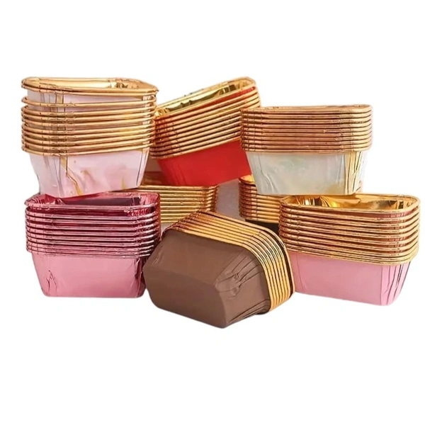 Direct Baking Mini Plumpy Loaf Mould Metalic -100gms (10 Pcs Packet)