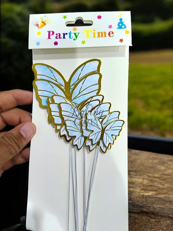 The Baking Curv Pastel Blue Butterfly Cake Toppers β Pack of 10 Elegant Decorative Butterflies | Cake Decoration