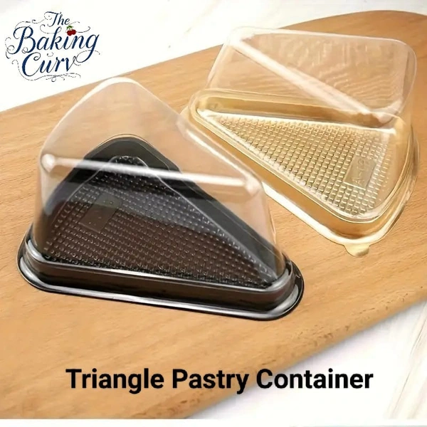 The Baking Curv Triangle Pastry Container | Clear Hinged Plastic Clamshell for Cake or Pie Slices