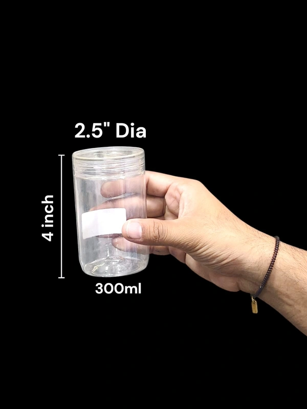 The Baking Curv Transperent Pet Jar 2.5" Dia 4 inch Height (300ml) Jar. | Hamper Box Jar