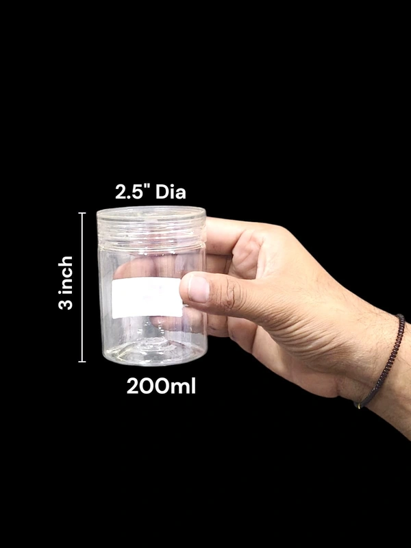 The Baking Curv Transperent Pet Jar 2.5" Dia 3inch Height (200ml) Jar. | Hamper Box Jar
