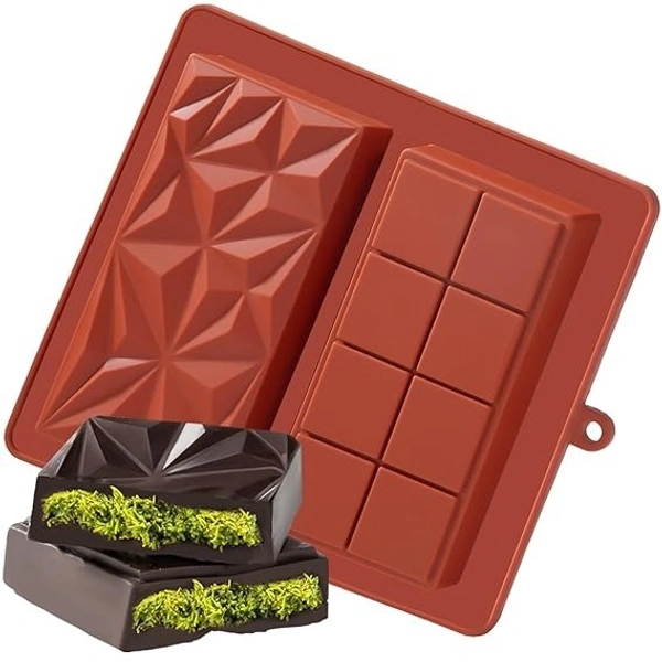 The Baking Curv 2 in 1 Deep Kunafa Chocolate Geometric & Classic Design Silicone Mould | Pistachio Kunafa Chocolate Bar Mould