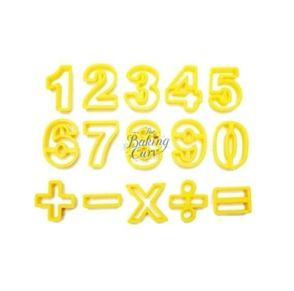 "Plastic Number & Math Sign Fondant Cutter Set – 0–9 Digits & Symbols for Cake Decorating"