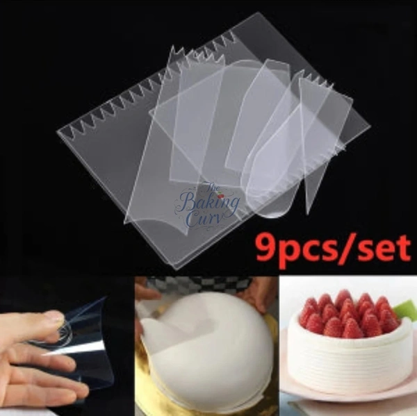 The Baking Curv Transparent Plastic OHP Sheet – (Set of 9) for Chocolate Garnish, Cake Decoration & Craft Work