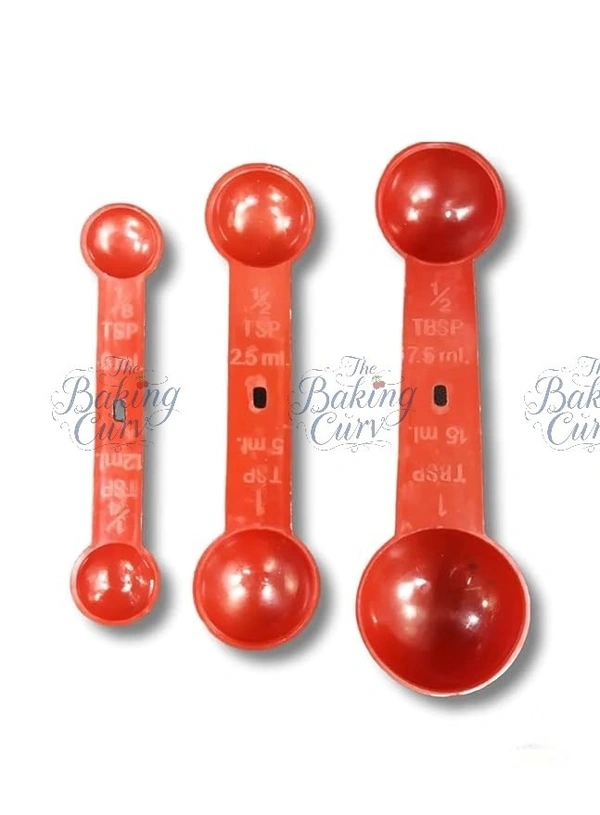 The Baking Curv Plastic Red Double Sided Measuring Spoon (Set of 3)