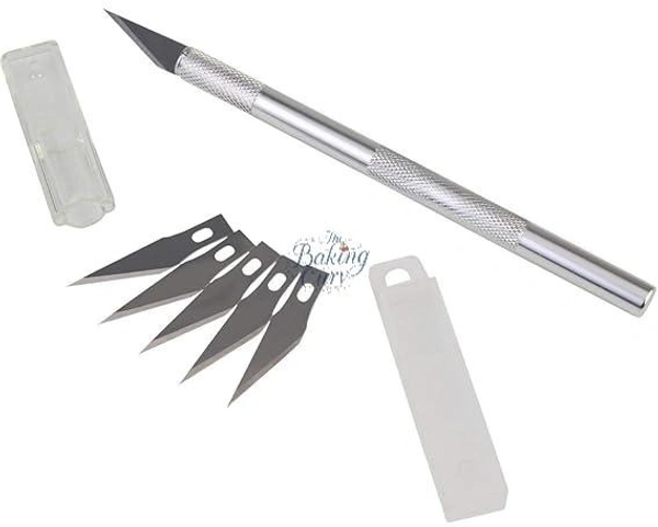 The Baking Curv Precision Craft Knife – Sharp Detailing Cutter for Fondant, Stencils, Detail Pen Knife With 5 Interchangeable Sharp Blades