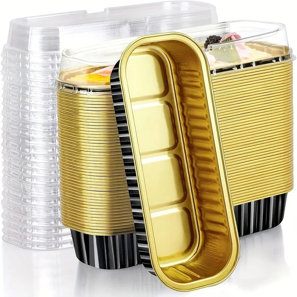 Rectangle Foil Limo Bake & Serve with Lid – Oven-Safe, Disposable Baking Tray with Dome Lid | The Baking Curv