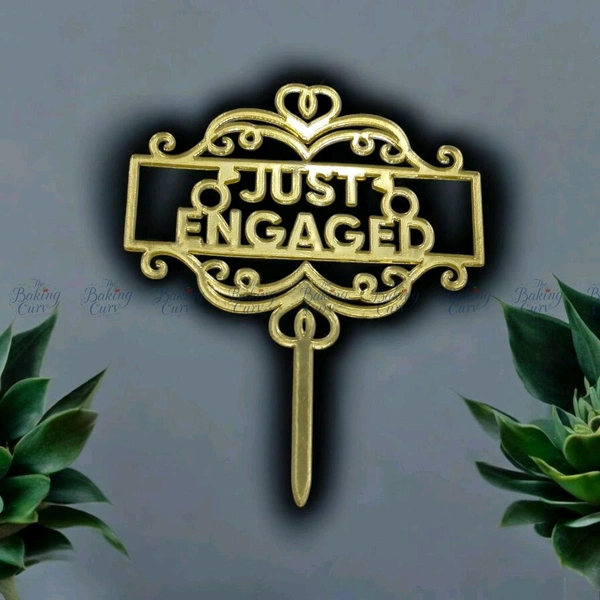 Just Engaged Cake Topper