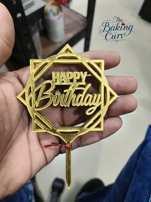 The Baking Curv Happy Birthday Acrylic Topper Pack Of 10 (4 Inch Approx)