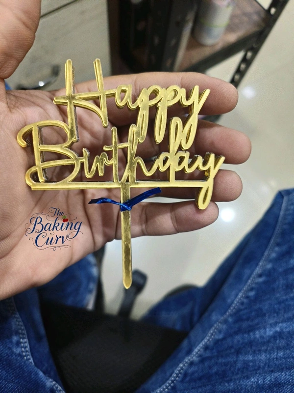 The Baking Curv Happy Birthday Acrylic Topper Pack Of 10 (4 Inch Approx)