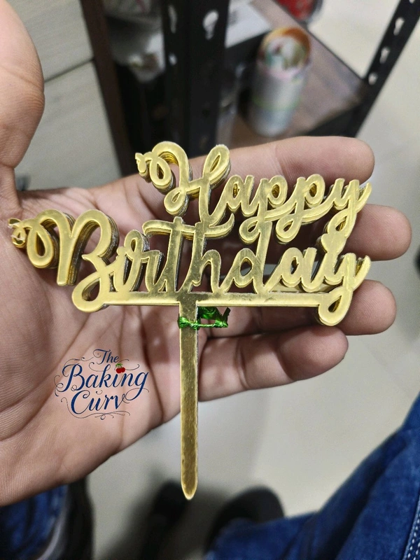 The Baking Curv Happy Birthday Acrylic Topper Pack Of 10 (4 Inch Approx)