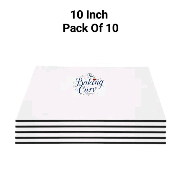 The Baking Curv Reusable Square MDF Cake Base 10x10 – Ideal for Professional Cake Presentation (Pack Of 10) 