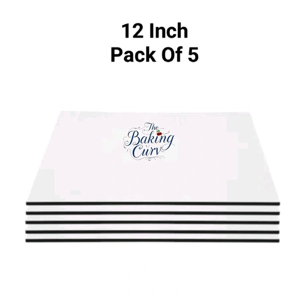 The Baking Curv Reusable Square MDF Cake Base 12x12 – Ideal for Professional Cake Presentation (Pack Of 5) 