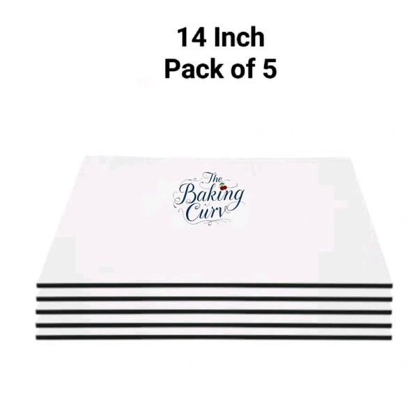 The Baking Curv Reusable Square MDF Cake Base 14x14 – Ideal for Professional Cake Presentation (Pack Of 5) 