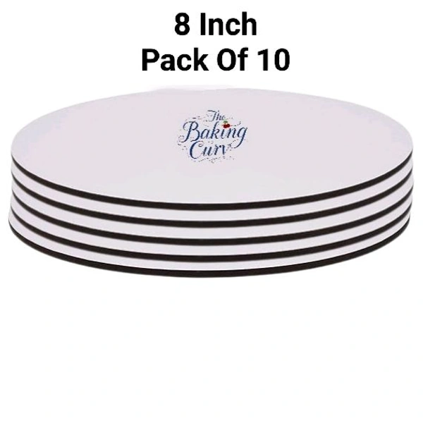 The Baking Curv Reusable Round MDF Cake Base 8x8 – Ideal for Professional Cake Presentation (Pack Of 10) 