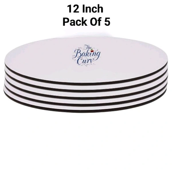 The Baking Curv Reusable Round MDF Cake Base 12x12 – Ideal for Professional Cake Presentation (Pack Of 5) 