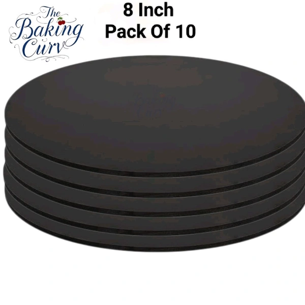 The Baking Curv Reusable Round MDF Cake Base 8x8 – Ideal for Professional Cake Presentation (Pack Of 10) 