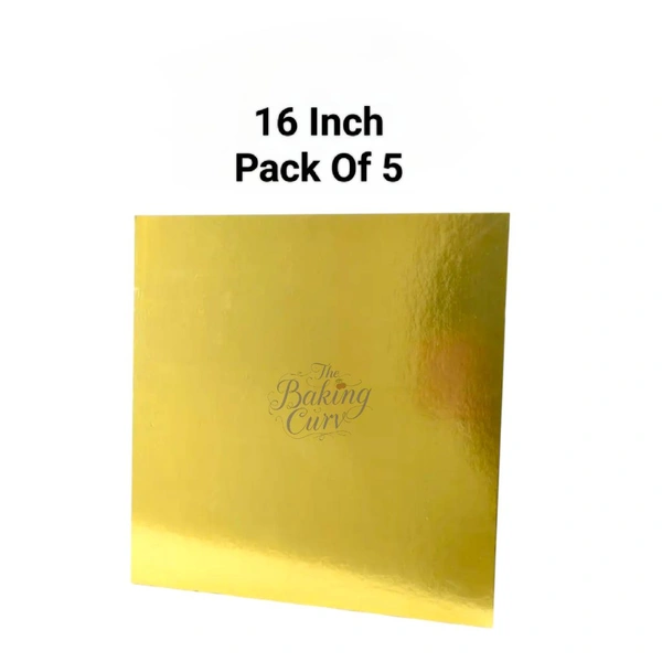 The Baking Curv Reusable Square MDF Cake Base 16x16 –Ideal for Professional Cake Presentation (Pack Of 5)