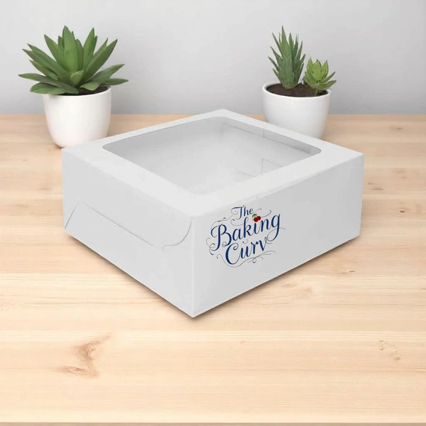 The Baking Curv Cake Box With Window 10x10 Plain White
